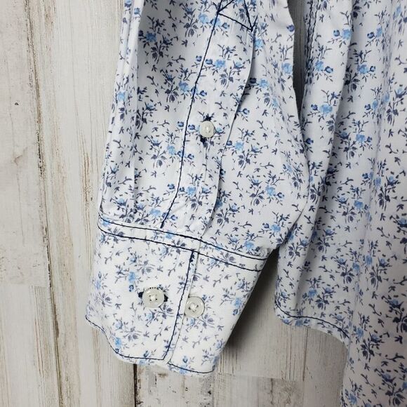 Detailed Button Down Shirt Blue White Size XL - Picture 7 of 12